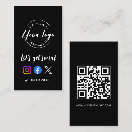 Laten we de Aangepaste logo QR-code van de website Visitekaartje (Voorkant / Achterkant)