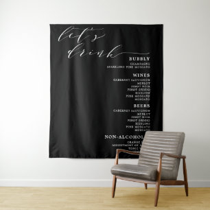 Laten we de Black White Wedding Bar-menukaart Drin Wandkleed
