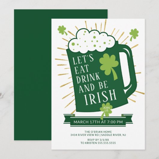 Laten we de Drink opeten als Ierse St. Patrick's P Kaart (Voorkant / Achterkant)