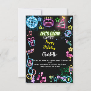 Laten we de gekke neon-gelukkige verjaardag lokken kaart