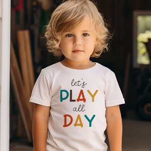 Laten we de hele dag spelen   Kleurrijke typografi Kinder Shirts
