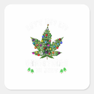 Laten we de kerstboom in juli aansteken vierkante sticker