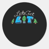 Laten we de kerstklassieker aansteken ronde sticker (Voorkant)