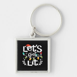 Laten we de kerstlampjes van de kerstman Drink mak Sleutelhanger