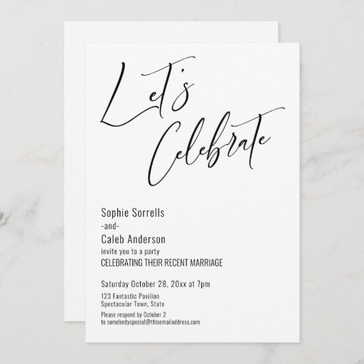 Laten we de moderne zwart-wit receptie vieren kaart (Voorkant / Achterkant)