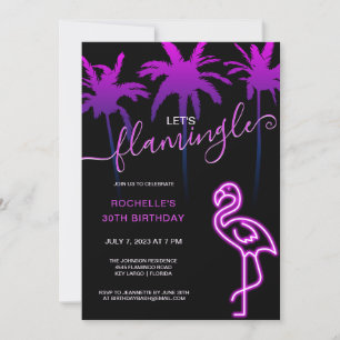 Laten we de roze neon Flamingo 30th Birthday laten Kaart