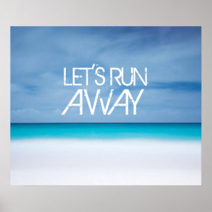 Laten we de strandoceaan inspirerend citaat wegren poster