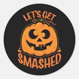 Laten we de tipsy Halloween Jack-O'-Lantern kapot  Ronde Sticker