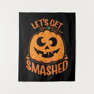 Laten we de tipsy Halloween Jack-O'-Lantern kapot Wandkleed