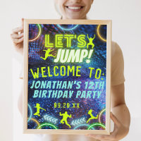 Laten we de Trampoline Neon Birthday Party Sign
