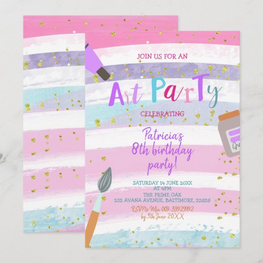 Laten we de uitnodiging van de Kunst van de Verjaa (Voorkant / Achterkant)