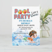 Laten we de uitnodiging van de Zwempool van Birthd (Staand voorkant)