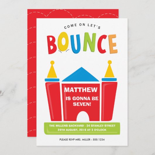 Laten we de uitnodiging voor het verjaardagsfeest  (Voorkant / Achterkant)