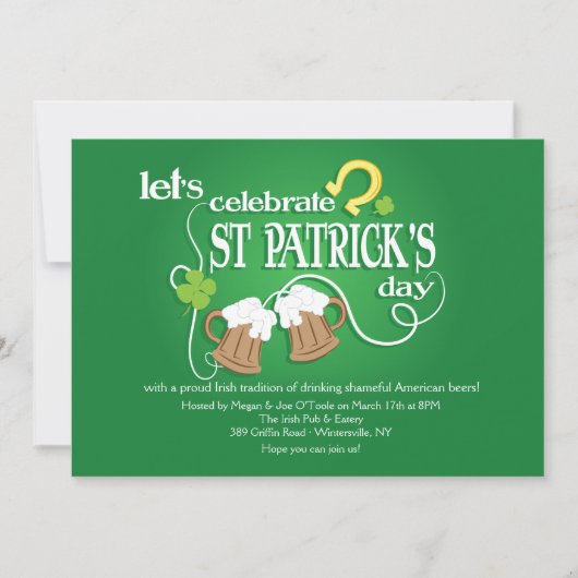 Laten we de uitnodiging voor St. Patrick's Day vie (Voorkant)