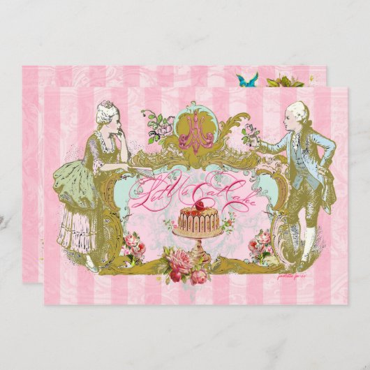 Laten we de uitnodigingen van de Cake-partij opkna (Voorkant / Achterkant)