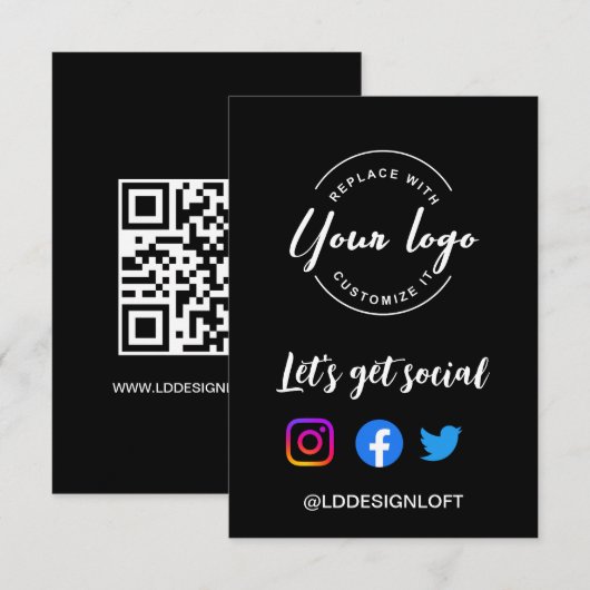 Laten we de website voor sociale media QR-code Aan Kaart (Voorkant / Achterkant)