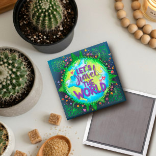 Laten we de wereld reizen Leuke Trendy Inspirivity Magneet