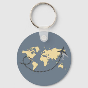 Laten we de wereldillustratie reizen sleutelhanger