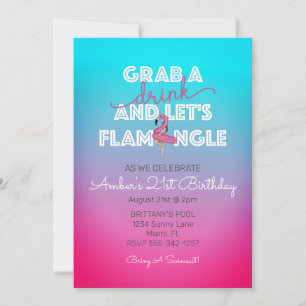 Laten we de zomerpoel van de Flamingle 21st Birthd Kaart