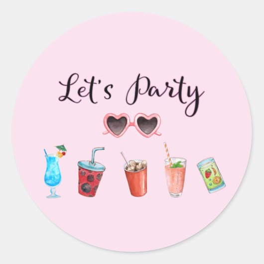 Laten we de zomervakantie Soiree houden Ronde Sticker (Voorkant)