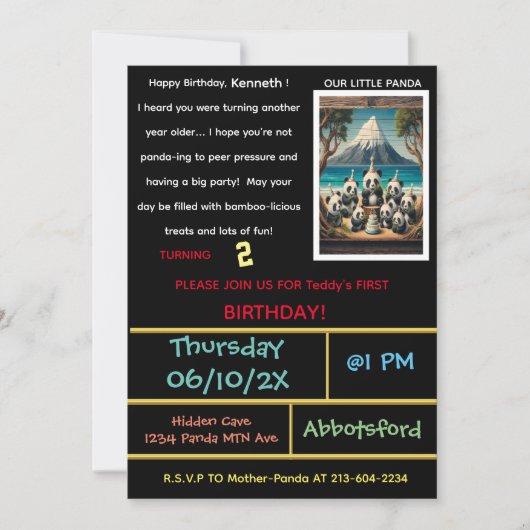 Laten we deze Panda Feestje Starten! Kaart (Voorkant)