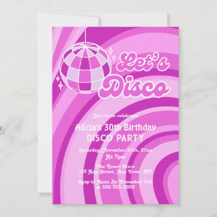 Laten we Disco Groovy Wave Retro 70s Paarse Verjaa Kaart