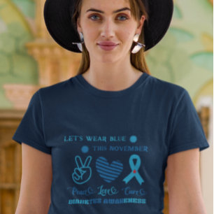 Laten we dit diabetesbewustzijn van november blauw t-shirt