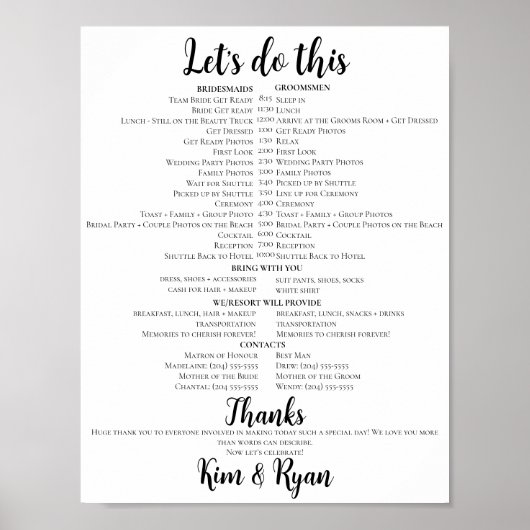 Laten we dit doen! - Eenvoudige trouwdag tijdlijn Poster (Voorkant)