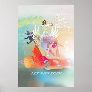 Laten we dit doen! Surreal Pegasus Power Kunstprin Poster