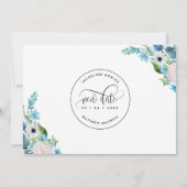 Laten we dit opnieuw proberen, witte en blauwe Flo Save The Date (Achterkant)