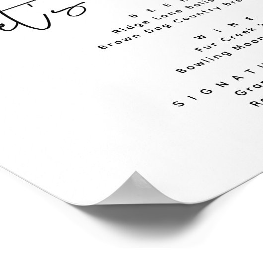 Laten we Drinken, Trouwfeest Bar teken Poster (Hoek)