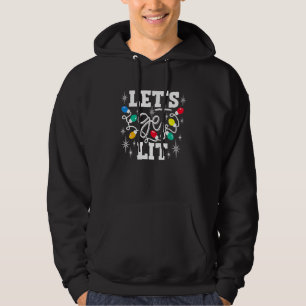 Laten we dronken kerstman hoed kerstverlichting kr hoodie