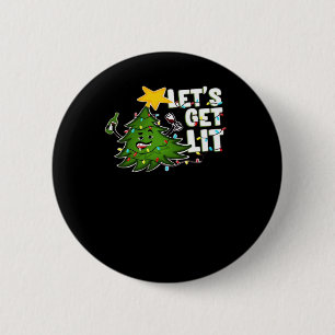 Laten we dronken vrolijke Kerstboom Klassiek worde Ronde Button 5,7 Cm