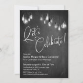 Laten we Edison Lights Chalkboard Reception vieren Kaart (Voorkant)