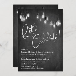 Laten we Edison Lights Chalkboard Reception vieren Kaart