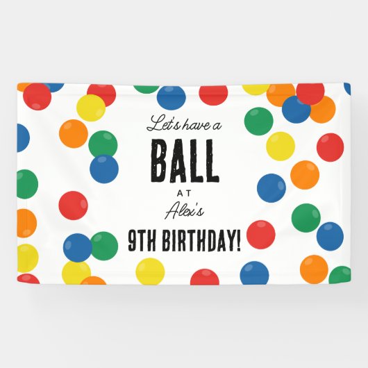 Laten we een bal kleurrijke bal verjaardagsfeestje spandoek (Horizontaal)