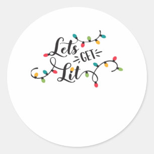 Laten we een beetje grappig kerstpuntje krijgen Cl Ronde Sticker