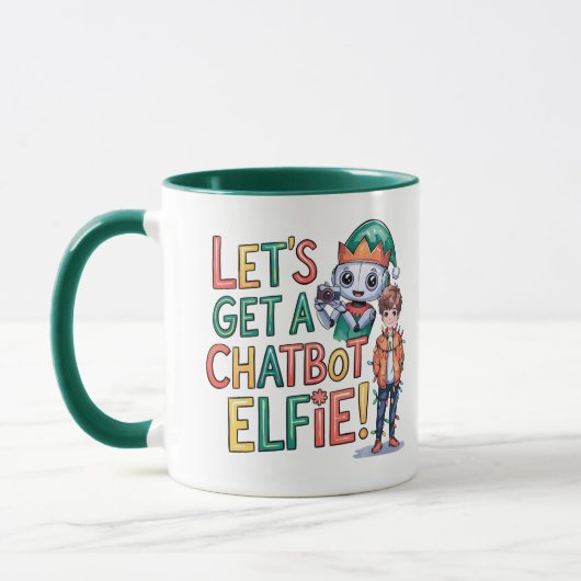 🤖Laten we een chatbot krijgen Elfie Grappige kers Mok (Links)