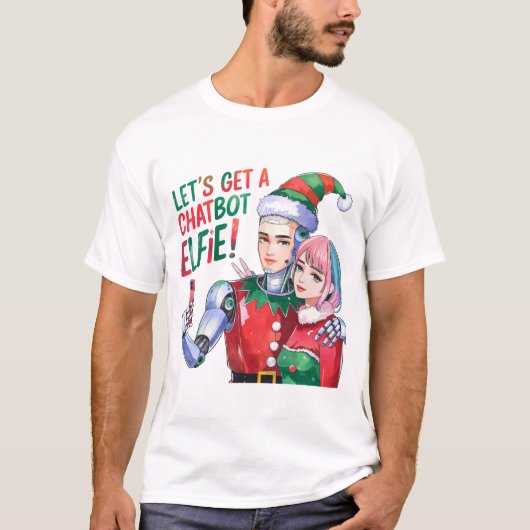 🤖Laten we een chatbot krijgen Elfie Grappige kers T-shirt (Voorkant)