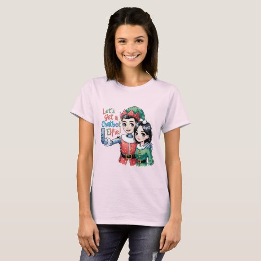 🤖Laten we een chatbot krijgen Elfie Grappige kers T-shirt (Voorkant volledig)