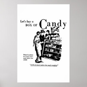 Laten we een doos Snoep reclame 1930 kopen Poster