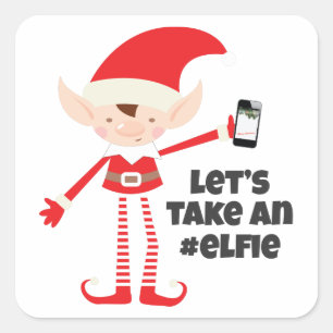 Laten we een elfie nemen vierkante sticker