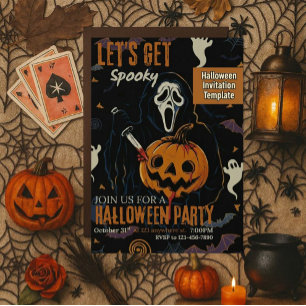 Laten we een enge Halloween-feest geven Kaart