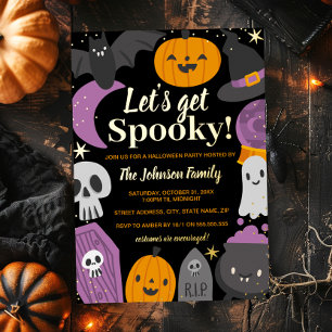Laten we een enge Halloweenfeest geven Folie Uitnodiging