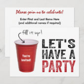 Laten we een feest hebben! Funny Red Cup Kaart (Voorkant / Achterkant)