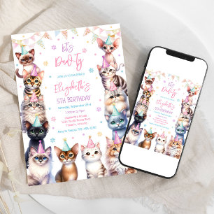 Laten we een feestje houden Kitten Feestje Kat Ver Kaart