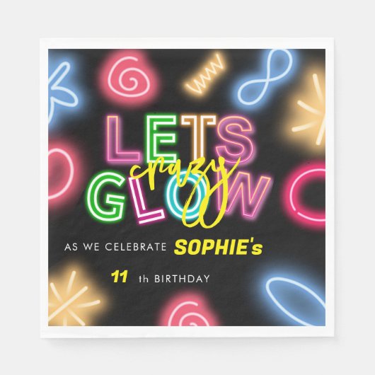 Laten we een gek neonlaserfeest gloeien servet (Voorkant)