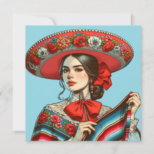 Laten we een groovy feestelijke fiesta sombrero he kaart