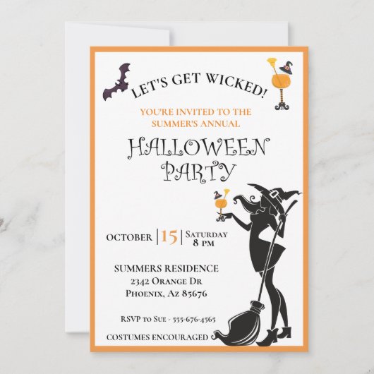 Laten we een heksengekke Halloweenfeest geven Kaart (Voorkant)