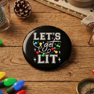 Laten we een Kerstfeest met Lichtfeest - Grappig - Ronde Button 3,2 Cm